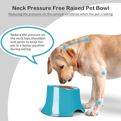 Tilted Elevated Dog Bowls Non-Slip & Non-Spill Pet Feeder with Elevated Detachable Melamine Stand, High Capacity Tilted Dog Bowl for Medium Small Size Dogs M/2 Cup Grass Blue - color: Grass Blue, size: M/2 Cup