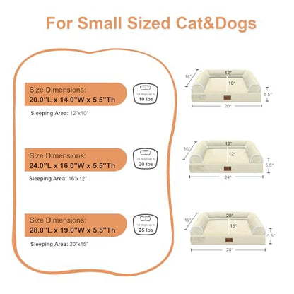 Medium Dog Bed Orthopedic Washable: Beds Bolster Medium Sized Dogs Bed Egg Crate Foam Couch Sofa Waterproof with Removable Cover - Beige - color: Beige, size: 28.0"L x 19.0"W x 5.5"Th