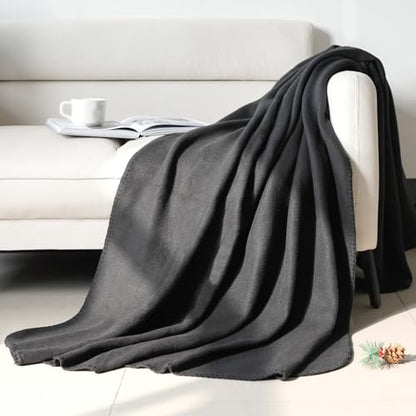 ZYFZCYBL Fleece Throw Blankets Lightweight Warm Soft Cozy Pet-Friendly Bulk Fleece Throw Blanket Solid for Home Bed, Sofa，Office,Gifts, Couch (Pack of 6-50 x 60 inch，Black) - color: Black