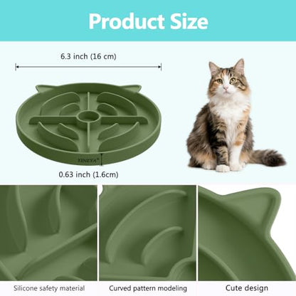 YINEYA 2 Pcs Silicone Slow Feeder Cat Bowl, Cat Slow Feeder for Food Training, Interactive Puzzle Bowls for Puppy, Kitten Dishes to Prevent Overeating, Treat Toys Suitable for Dry and Wet Food - color: Blue & Green