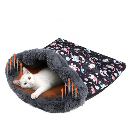Self Heating Cat Sleeping Bag for Indoor Cats Bed Cave Self Warming Pad Sack Cozy Pet Nest Snuggle Bed for Small Dog 21.9" x 23.6"