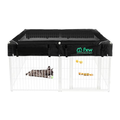 FXW Homeplus Indoor Dog Playpen with Square Mesh Top Cover for Escape Prevention, 24 Inch 8 Panels Heavy Duty Dog Pen for Puppies and Small Dogs, White│Patented - size: 24"H (White)