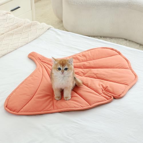 Letalong 31 X 25 Inch Leaf Shaped Cotton Cat Bed Pad, Warming Cat Mat, Pet Warming Pad for Cats, Warmer Mat for Feral and Indoor Cats, 2025 Enlarged and Thickened Leaf Beds - color: Pink