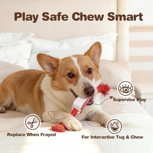 FOFOS Dog Chew Toys for Aggressive Chewers, 3 Pack Rubber Dog Rope Toys, Tough Toys for Boredom Relief and Cleaning Teeth, Indestructible Tug of War Toys for Small Medium Dogs