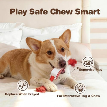 FOFOS Dog Chew Toys for Aggressive Chewers, 3 Pack Rubber Dog Rope Toys, Tough Toys for Boredom Relief and Cleaning Teeth, Indestructible Tug of War Toys for Small Medium Dogs