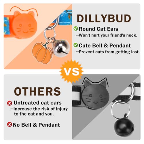 Breakaway Cat Collar Thanksgiving 2 Pack - Fall Pumpkin & Turkey Bow Tie with Bell, Safe Adjustable Kitten Collars for Holiday, Fits Cats and Small Puppies - color: Maple Leaf