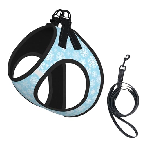 Christmas Snowflakes White Blue Pet Harness Escape Proof Dog Harness Adjustable Mesh Padded Reflective Dog Vest Harness and Leash Set Medium - color: Style 1, size: Medium