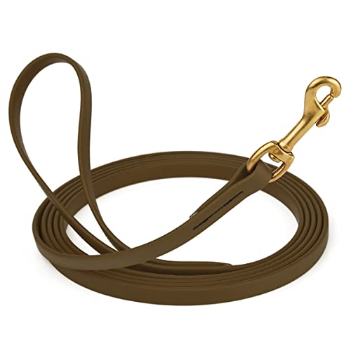 Viper K9 Biothane Working Dog Leash Waterproof Lead For Tracking Training Schutzhund Dog Sport & Search - Odor-Proof Long Line With Solid Brass Snap For Puppy Medium and Large 1/2" x 10ft Coyote Brown - color: Coyote Brown, size: 1/2" x 10ft