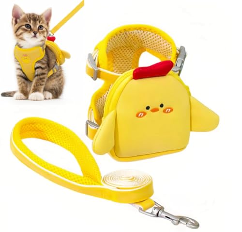 Pet Harness Vest with Leash for Small Medium Dogs Cats-No Pull Step-in Pet Vest Breathable Soft Lightweight Harness and Leash Set for Puppy Kitty Bunny-Yellow - color: Yellow, size: Medium
