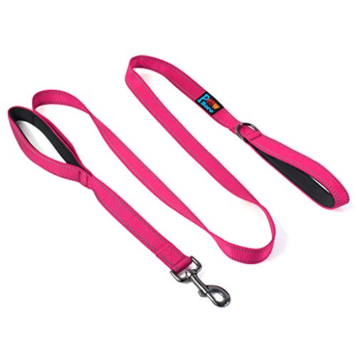 Powboro Double Handle Dog Leash, Heavy Duty Leash, Traffic Padded Handle, Reflective Stitching,6ft Long Dog Lead for Control All Dog Safety Training Walking Hiking (Rose Pink) - color: Rose Pink