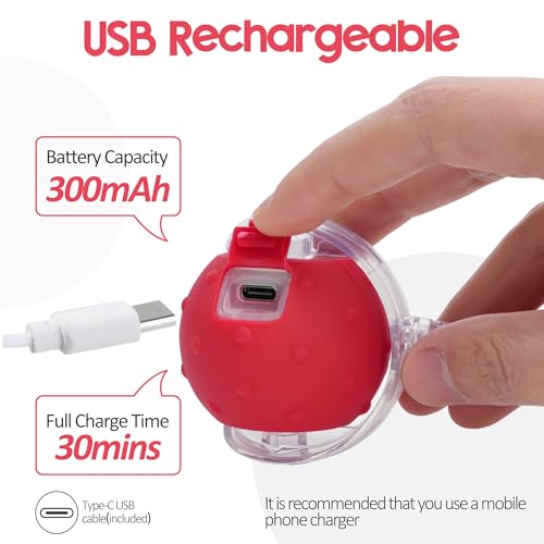 Interactive Cat Toys Ball for Indoor Cats, 2025 New Generation Automatic Moving Ball Toy with Elastic Mesh Tail, Chirping & Obstacle Avoidance and Motion Activated, Red【Rechargeable】 - color: Red