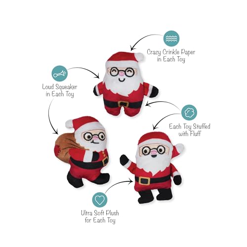 Fringe Studio Pet Toy, Rebels Without A Claus Santas Plush Dog Toy 3 Piece Set, PetShop Collection (662193) - color: Without a Claus