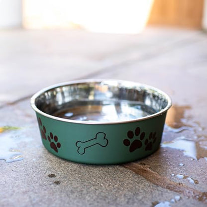 Loving Pets Bella Dog Bowls- Stainless Steel Dog & Cat Bowls - Spill Proof Dog Food Bowl, Cat Bowl, Puppy Essentials & Pet Supplies Great for Home & Travel (Medium 20-35 lbs, Artichoke) - color: Artichoke, size: Medium (20-35lbs)