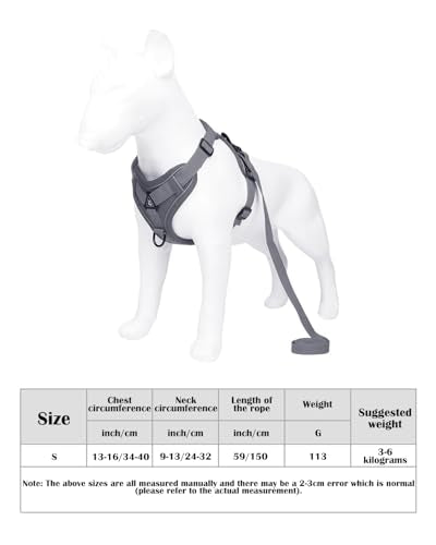Reflective Adjustable Dog Harness with Leash Breathable No-Pull Pet Vest for Walking and Training DJA702-04S - color: Grey, size: Small
