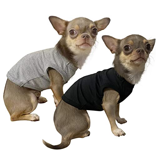 Dog Small Shirts,Lightweight Cat Blank Cool Clothes for Chihuahua Puppy Teacup,Dogs Boy Boy Girl Summer Lightweight T-Shirt,Black Grey S - color: Blank Black Grey, size: Small