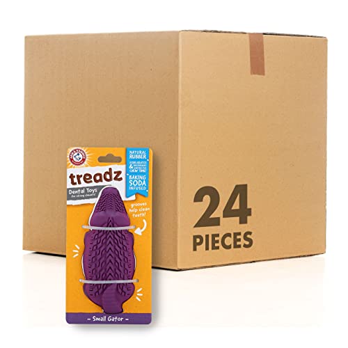 Arm and Hammer for Pets Super Treadz Mini Gator Dental Chew Toy for Dogs - Reduces Plaque and Tartar Without Brushing, Baking Soda Infused, Dishwasher Safe, Dogs Up to 25 Lbs - 5.2 Inch - 24 Pack - size: Small (Pack of 24), style: Gator