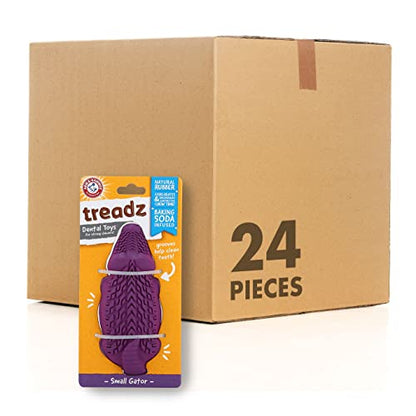 Arm and Hammer for Pets Super Treadz Mini Gator Dental Chew Toy for Dogs - Reduces Plaque and Tartar Without Brushing, Baking Soda Infused, Dishwasher Safe, Dogs Up to 25 Lbs - 5.2 Inch - 24 Pack - size: Small (Pack of 24), style: Gator
