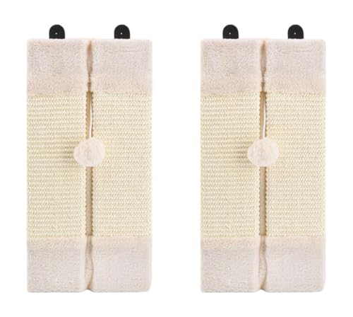 LIFLIX 2PCS Wall Corner Cat Scratcher for Indoor Cats, Wall Mounted Sisal Scratching Pad with Hanging Ball, Vertical Corner Wall Mount Scratch Panel, Protector for Wall Corner - size: 2 PCS