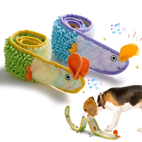 Nocciola EEL Squeaky Dog Toy, Tough No Stuffing Toy for Tug of War, Puppy Interactive Puzzle Fun to Keep Them Busy, Cognitive Crinkle Dog Toy for Large Medium Small Breed, Blue&Yellow - color: Blue & Yellow Eel Bundle