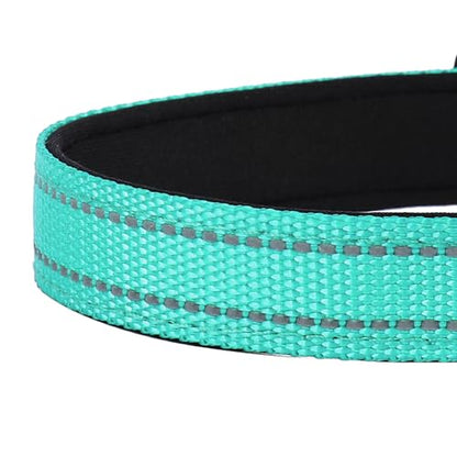 Reflective Dog Collar, Adjustable Soft Neoprene Padded Nylon Pet Collars with Buckle for Puppy and Small Dogs, Cats, Teal,XS - color: Teal, size: X-Small