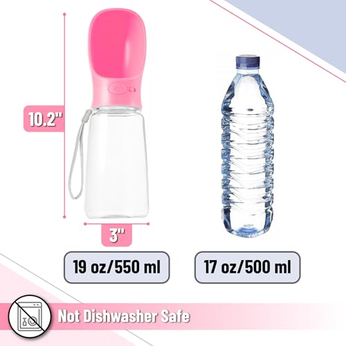 Mr. Pen- Portable Dog Water Bottle, 19 oz, Large, Leak Proof Puppy Water Dispenser with Drinking Feeder for Pets, Outdoor Walking, Hiking, Travel, Not Dishwasher Safe - color: Pink