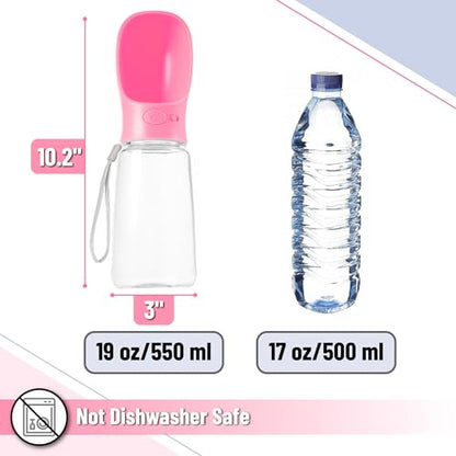 Mr. Pen- Portable Dog Water Bottle, 19 oz, Large, Leak Proof Puppy Water Dispenser with Drinking Feeder for Pets, Outdoor Walking, Hiking, Travel, Not Dishwasher Safe - color: Pink