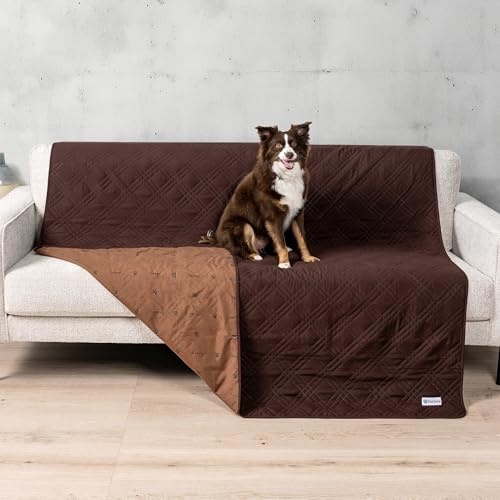 PetAmi Waterproof Couch Cover for Dogs, Reversible Furniture Protector for Pet Cat Bed, Washable Blanket Dog Cover for Sofa Seat, 52x82 Brown - color: Brown, size: 52 x 82 Inches