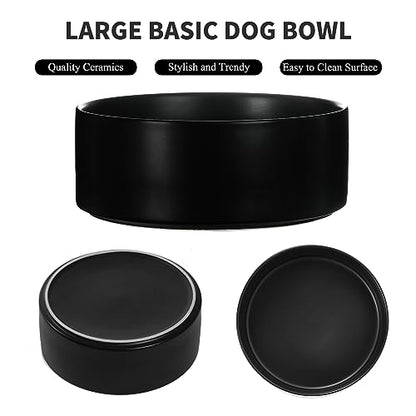8'' Ceramic Dog Bowl - 70Oz, Heavy Duty, Non-Slip, Dishwasher Safe, Modern Style, Food Grade Stoneware Pet Bowl, Black - color: Bowl - Black, size: 8 inch