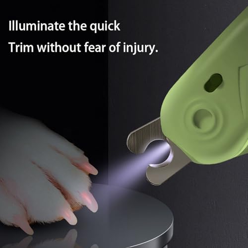 LED Dog Nail Clipper with Light, Illuminate Nails and Bloodline for Safe Trimming, with Nail File, Transparent Guard and Safety Lock, Suitable for Cats and Dogs - color: Green