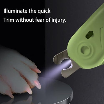 LED Dog Nail Clipper with Light, Illuminate Nails and Bloodline for Safe Trimming, with Nail File, Transparent Guard and Safety Lock, Suitable for Cats and Dogs - color: Green