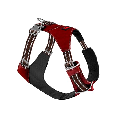 Tuff Pupper All-Day Wear Dog Harness | for Walking, Trail Running, Hiking | Front & Back Leash Clips | Reflective Trim | Easy On/Off Buckles | Lightweight Breathable | No Pull Design (XS, Red) - color: Crimson Red, size: X-Small