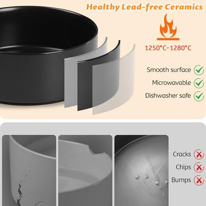Large Dog Bowls, Non Slip Heavy Ceramic Dog Food and Water Bowl with Silicone Base, 8" Pet Feeding Bowl for Small, Medium, and Big Dogs (Black, 8 Inches) - color: Black, size: 8 Inches