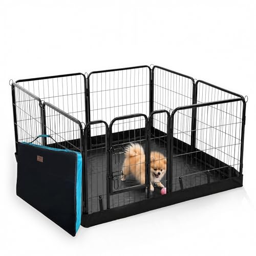 PJYuCien Dog Playpen Plus Storage Bag, 24" H 8 Panels Puppy Pen with Square Bottom, Heavy Duty Dog Fence for Puppies/Small Dogs - style: 8-Panels 24.0"W