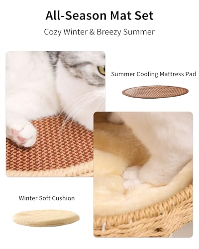 Wood Cat Tree for Large Cats, Modern Cat Tree Tower with Wide Shelves Cotton Scratching Posts, Super Sturdy Base, Cozy Perches, and Interactive Toys for Indoor Kittens - color: s975