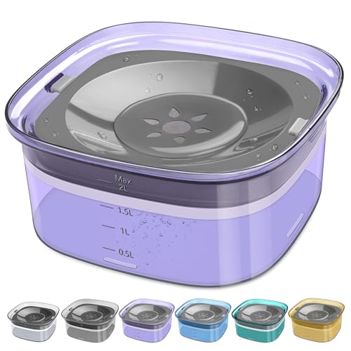 UPSKY 70oz Dog Water Bowl 2L No Spill Dog Bowls Large Capacity Spill Proof Slow Water Feeder, No Splash Dog Bowl Pet Water Dispenser Vehicle Carried Travel Slow Drinking Bowls for Messy Drinkers, Cats - color: Purple, size: 2 L