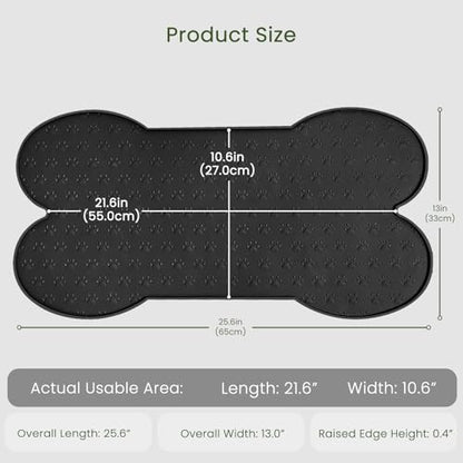 PWTAA Dog Food Mat Anti-Slip Silicone Dog Bowl Mat Thicker Pet Placemat Waterproof Cat Feeder Pad with Raised Edge Puppy Kitten Feeding Mats Suitable Small Medium-Sized Dogs Cats Eating Tray - color: Black, size: 25.6" x 13"