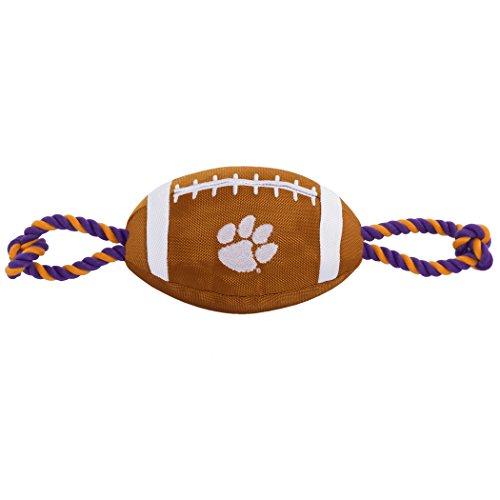 NCAA Clemson Tigers Football Dog Toy, Tough Quality Nylon Materials, Strong Pull Ropes, Inner Squeaker, Collegiate Team Color - color: Clemson Tigers