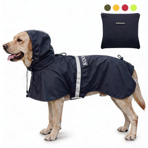 Pet Large Dog Raincoat Apparel Poncho Waterproof for Medium Large Sized for Dog Rain Coat Clothes (Navy Blue, 5XL) - color: Navy Blue, size: 5XL-Fit for 77 to 99 pounds