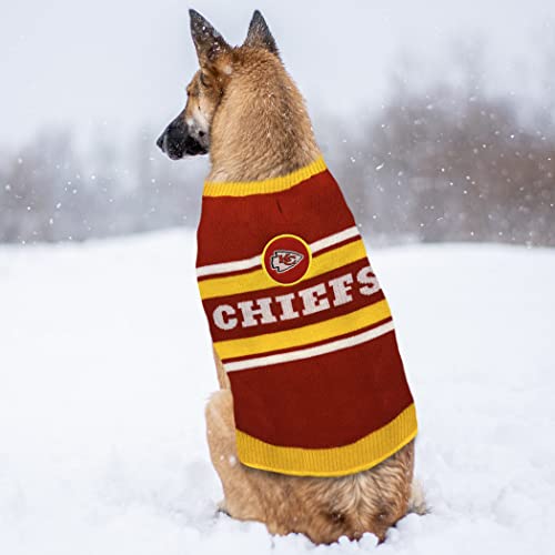 NFL Kansas City Chiefs Dog Sweater, Size Small. Warm and Cozy Knit Pet Sweater with NFL Team Logo, Best Puppy Sweater for Large and Small Dogs - color: Kansas City Chiefs, size: Small