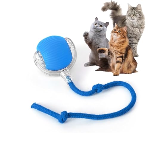 Rocfish Durable Interactive Cat Toys for Indoor Cats, Smart Automatic Cat Chase Ball Toy, Upgraded Speedy Tail Kitten Toy for Bored Indoor Adult Pets (Blue) - color: Blue