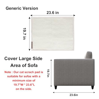 Cat Scratch Sofa Protector,23.6" L*19.7" W Cat Scratch Furniture Protector Pad, Couch Arm Sheild with Natural Sisal for Protecting Couch Sofa Chair Furniture(Beige/Right Handed) - color: Beige