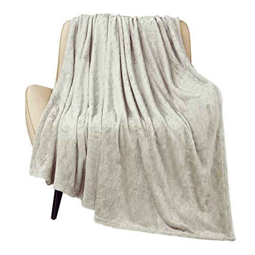 TOONOW Fleece Blanket Super Soft Cozy Throw Blanket 50" x 60", Lightweight Fuzzy Comfy Textured Flannel Blanket Warm Plush Throw Blankets for Couch, Sofa, Bed, Pumice Stone - color: Pumice Stone, size: Throw-50" x 60"