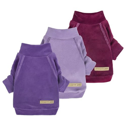 Fitwarm 3 Pack Classic Fleece Dog Sweater, Turtleneck Dog Sweatshirt, Dog Winter Clothes for Small Dogs Boy Girl, Pet Pullover Jumper, Cat Apparel, Purple, MediumPurple, Dark Red, XS - color: Purple-MediumPurple-FireBrick, size: X-Small