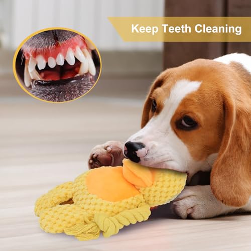 Dog Toys, Dog Squeaker Toys with Crinkle Paper, Stuffed Animal Dog Plush Chewing Toy, Cotton Rope Interactive Toys for Puppy, Small, Middle Dogs (Yellow Duck) - color: Yellow