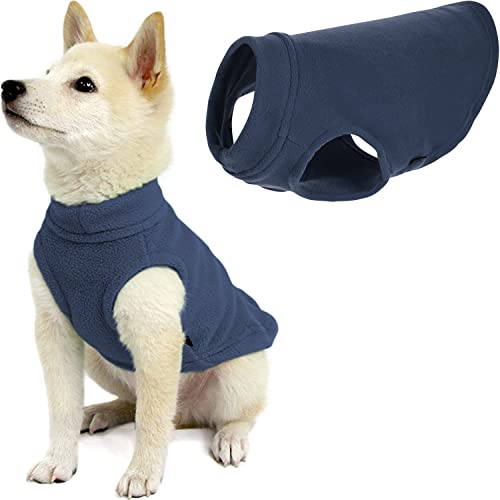 Gooby Stretch Fleece Vest Dog Sweater - Indigo Blue, X-Small - Warm Pullover Super Stretchy Fleece Dog Jacket for Small to Large Dogs - color: Indigo Blue, size: X-Small Length (7")