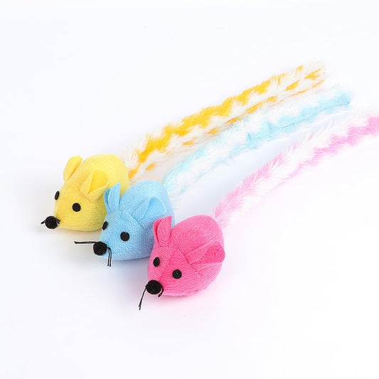 Catnip Mouse Toy, Long Tail Plush Mice for Cats, Interactive Hunting Toy for Indoor Cats, Colorful Soft Cat Toy with Catnip Inside (3PCS) - color: 3PCS