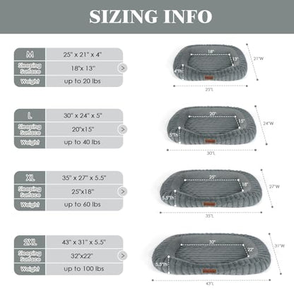 Cute Washable Dog Bed for Small Dogs -Soft Plush Calming Puppy & Cat Bed with Anti-Slip Bottom, Rectangle Anti-Anxiety Puppy Kennel Bed with Handle, 25" x 21" x 4",Grey - color: Warm Gray, size: 25"L x 21"W x 4"Th