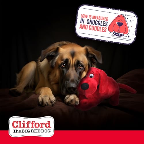 Clifford® Snuggle Buddy Plush Dog Toy | Cozy Dog Stuffed Animals Play Toy for Medium to Large Dogs | Comfort, Squeakers, Crinkle, Interactive Bonding - color: Red