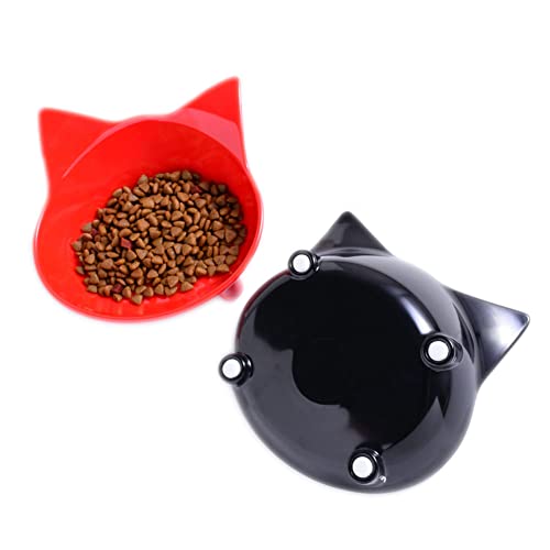 Cat Bowls, Anti-Slip Multi-Purpose Cat Food Bowl Pet Water Bowl Cat Feeding Bowl for Cats and Small Dogs (Black) - color: Black