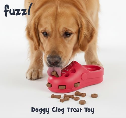 Fuzzl Clog Treat Toy for Dogs – Natural Rubber Chew Toy – Durable, Interactive Enrichment Feeder – Eco-Friendly, Non-Toxic & Dishwasher Safe – Red - style: Clog Red
